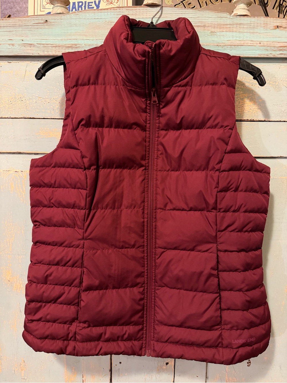 Lands' End Women's Quilted Down Puffer Vest - Red Wine